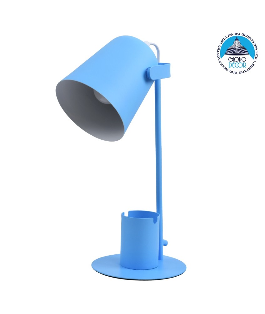 GLOBOSTAR® PENCASE 61568 Μοντέρνο Επιτραπέζιο Φωτιστικό Πορτατίφ με Ντουί 1 x E27 AC 220-240V IP20 - Μπλε - Μ12 x Π15 x Υ38cm